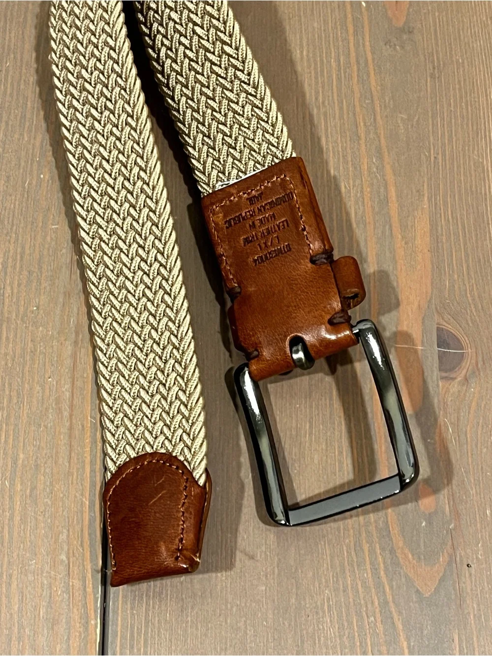 Tommy Bahama Braided Casual Belt Mens L/XL Leather Tabs Beige Golf Athleisure